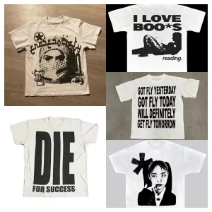 Y2K Streetwear Cotton T-shirt Harajuku Graphic Print Oversized Punk Short Sleeve T-shirt Rock Goth Retro Top Hip Hop Tee Fashion