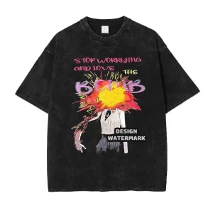 High Street Anime T Shirts Oversized Vintage Washed Kobeni T-shirt Manga Denji Power Reze T Shirt Makima Tops Tees Unisex