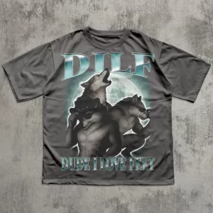 Y2k Rock Top Dude I Love Feet Funny T-shirt Dank Memes Shirt Silly Shirts Inappropriate T Shirt Werewolf Moon Tee Unisex